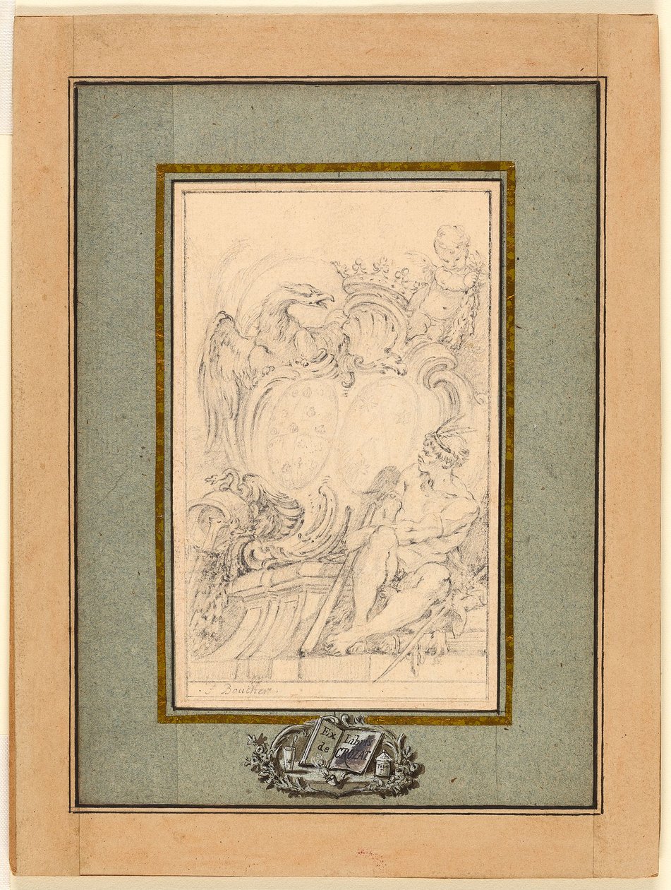 Ex-libris armorial pour Crozat, Baron de Thiers - François Boucher