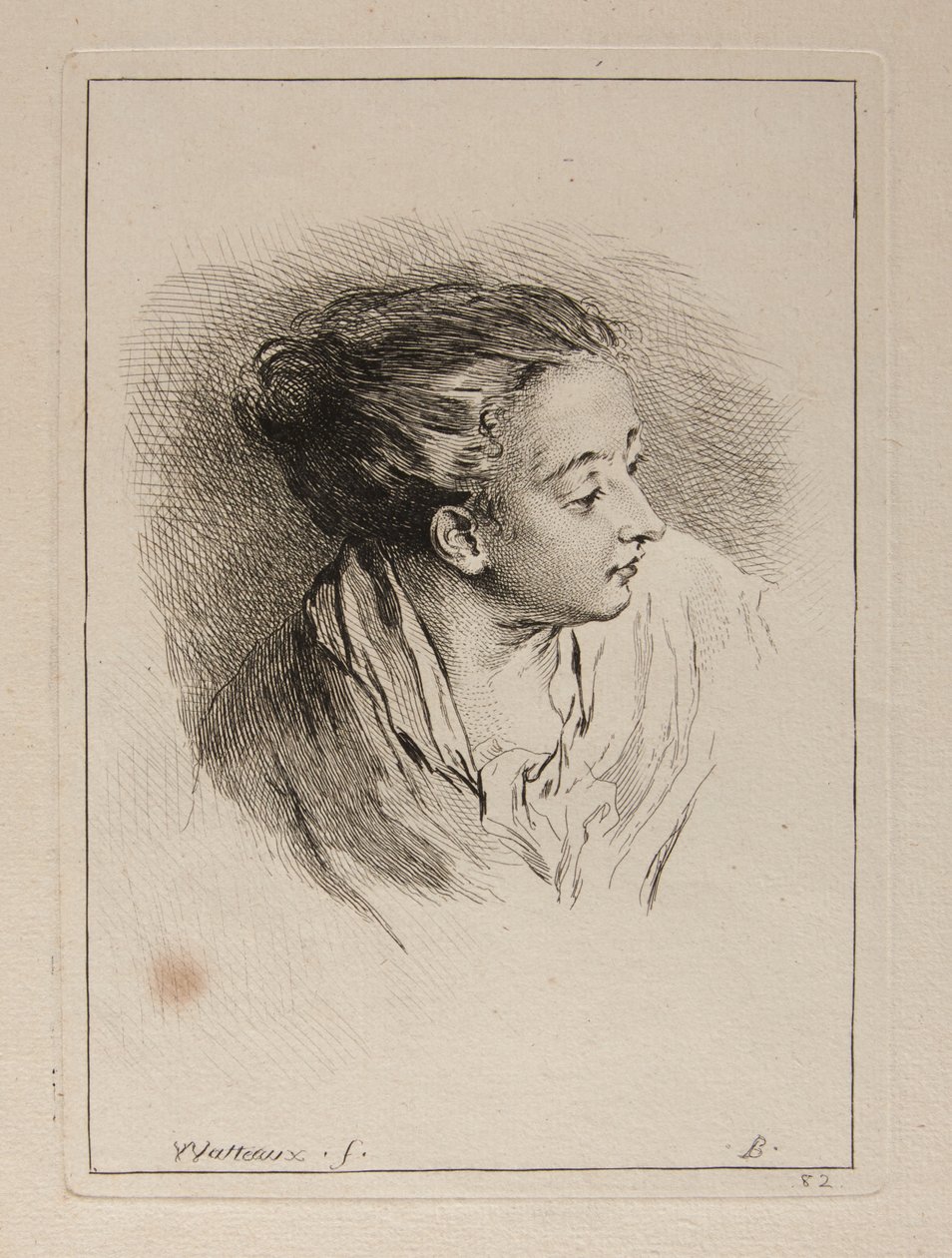 Buste de femme aux cheveux tirés en arrière - François Boucher