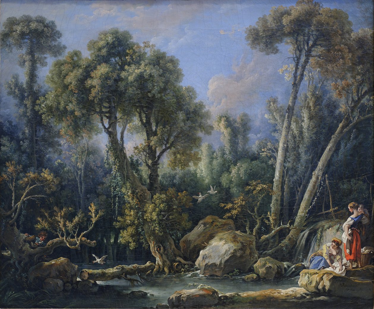 Des lavandières dans un paysage - François Boucher