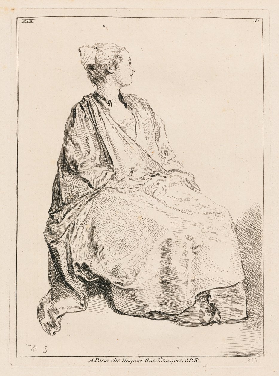 Femme assise tournée vers la droite - François Boucher