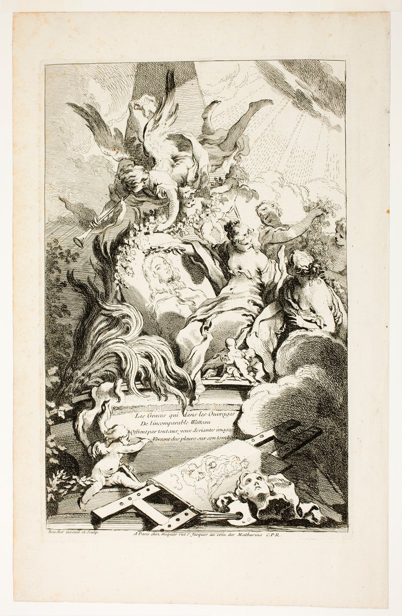 Les grâces sur le tombeau de Watteau - François Boucher