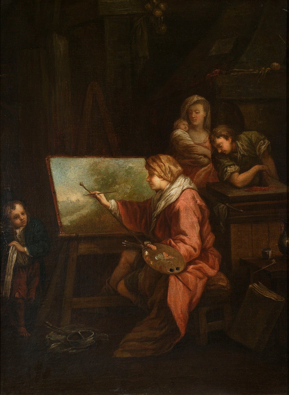W pracowni malarza ("Le peintre de paysage" lub "Le peintre a son chevalet") - François Boucher