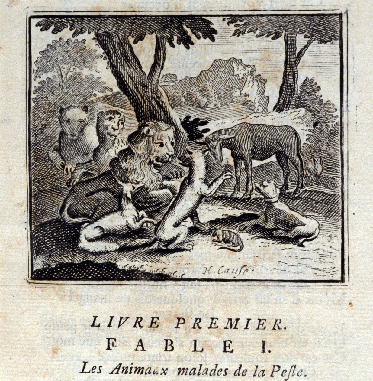 Les Animaux malades de la peste. Fables de Jean de La Fontaine (1621-95). Illustration de François Chauveau (1613-1676). Édition de 1728. - Francois Chauveau