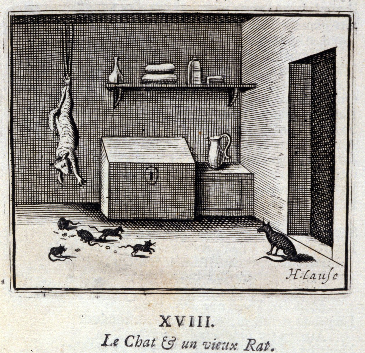 Le Chat et un vieux rat - Francois Chauveau