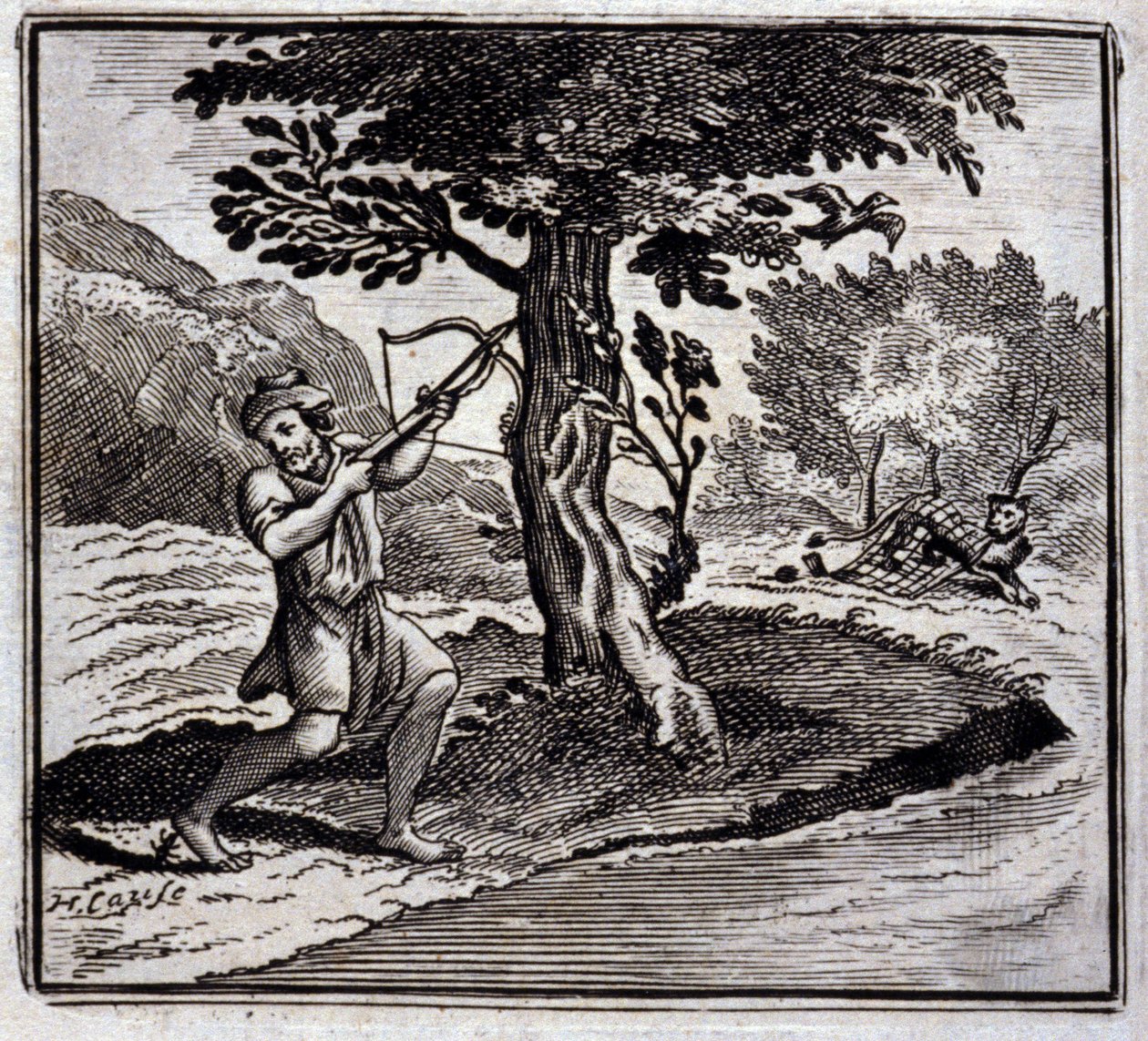 Le lion et le rat. Fables de Jean de La Fontaine (1621-95). Illustration de François Chauveau (1613-1676). Édition de 1728. - Francois Chauveau