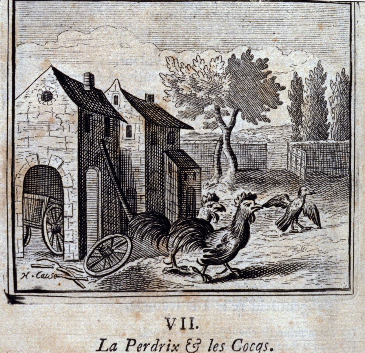 La Perdrix et les Coqs - Francois Chauveau