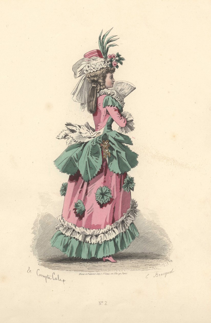 Femme à la mode en robe avec rosettes, époque de Marie-Antoinette - Francois Claudius Compte Calix