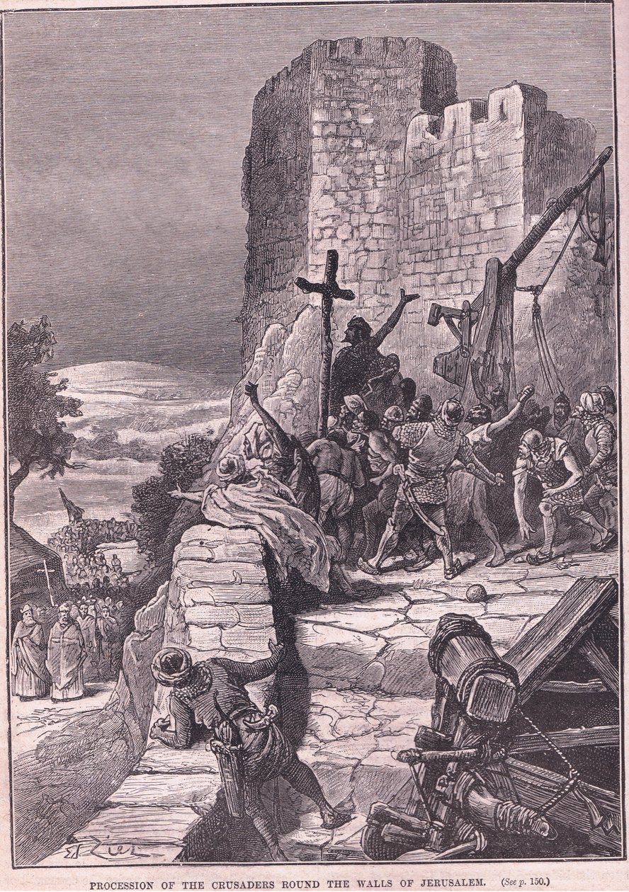 Procession des croisés autour des murs de Jérusalem en 1097 après J.-C. - Francois Edouard Zier