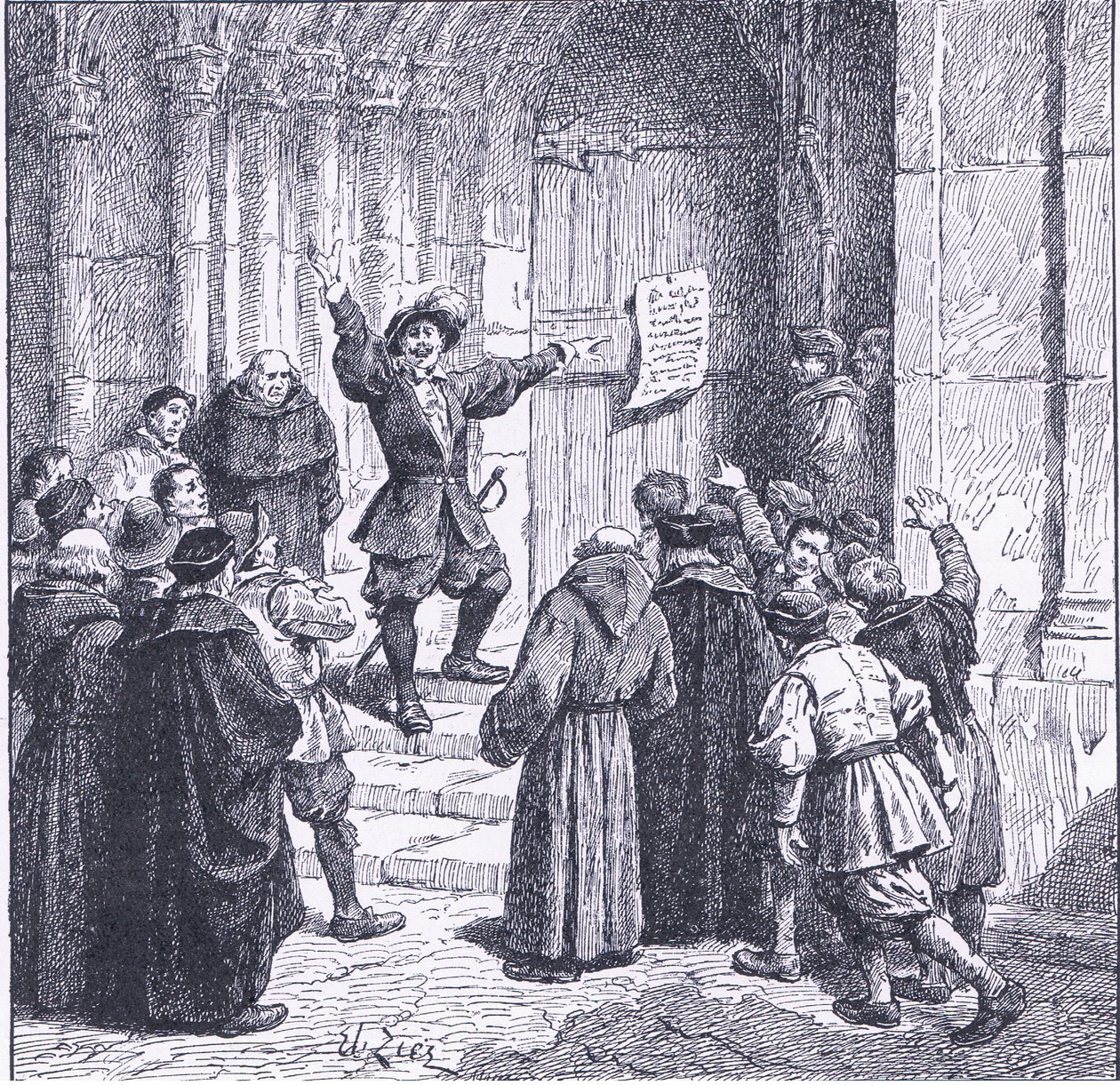 Robert Aske affichant sa proclamation sur la porte de la cathédrale de York, de l