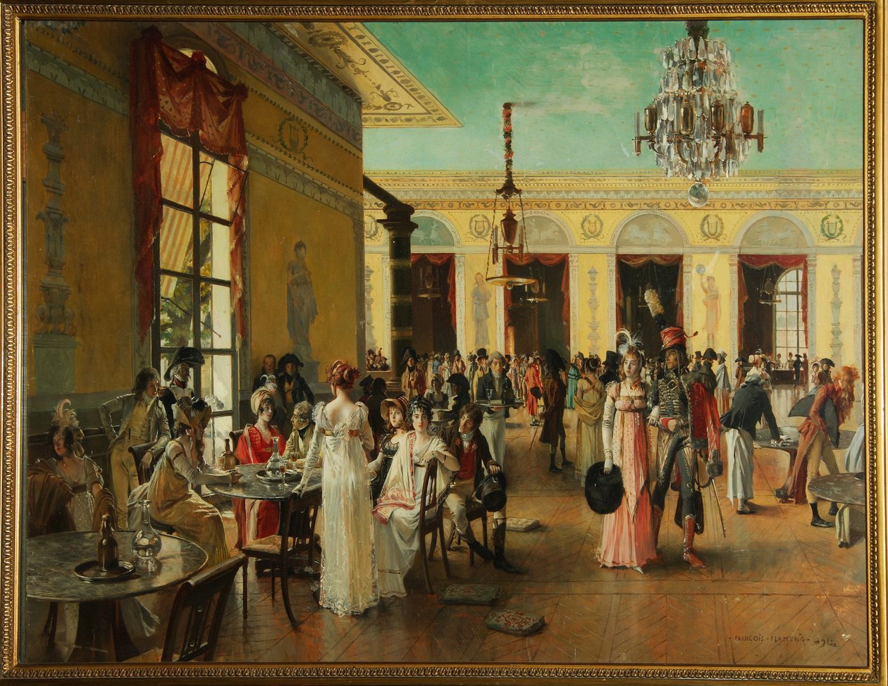 Café Frascati (Paris, France), une scène au temps de Napoléon (fin 18ème-1815) - Francois Flameng