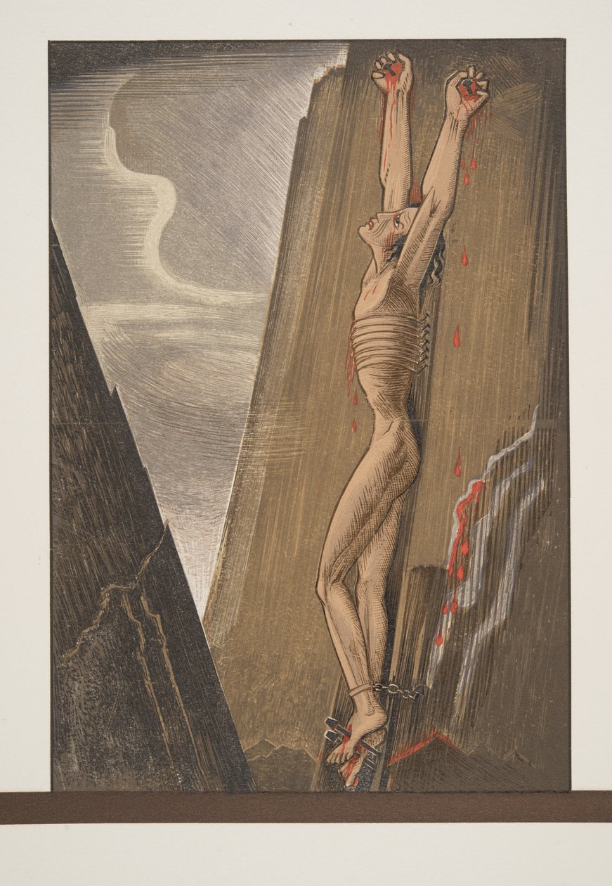Prométhée cloué au rocher, de Prométhée Enchaîné par Eschyle, pub. 1941 - Francois Louis Schmied