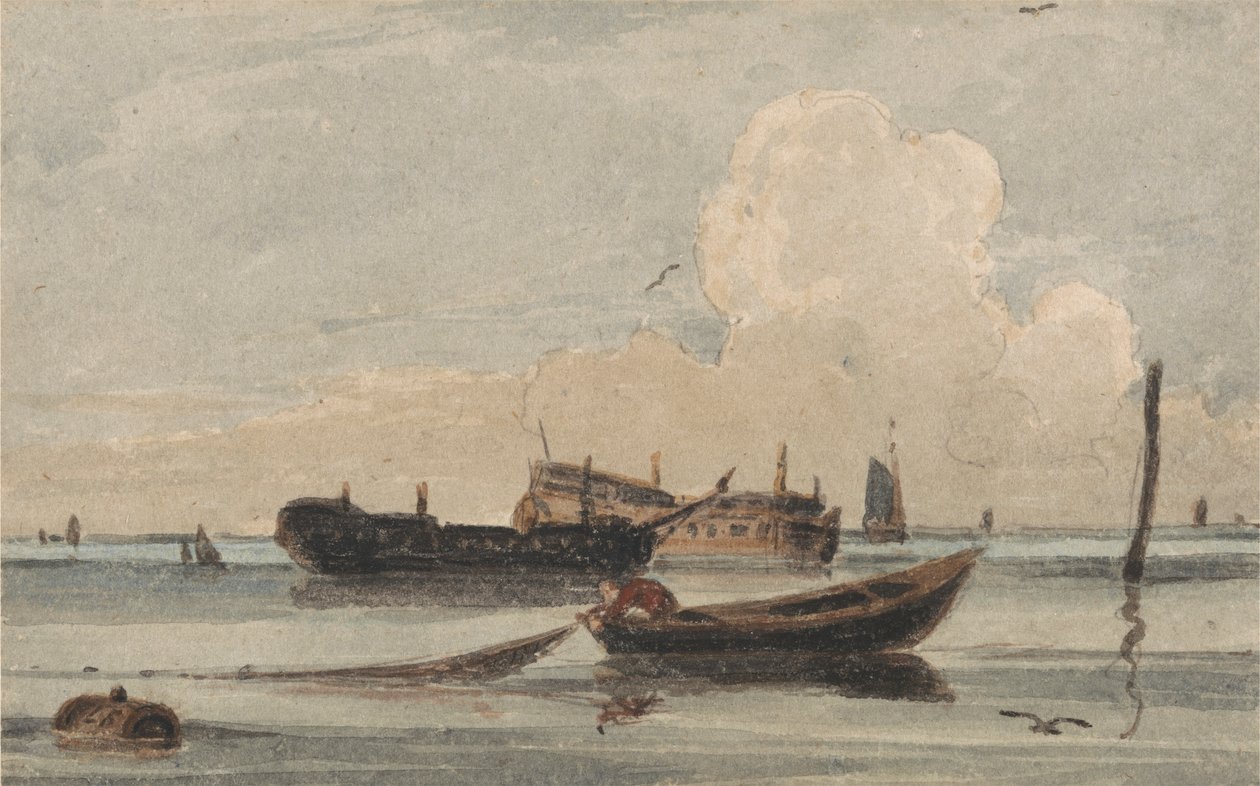 Bateaux sur une mer calme - Francois Louis Thomas Francia