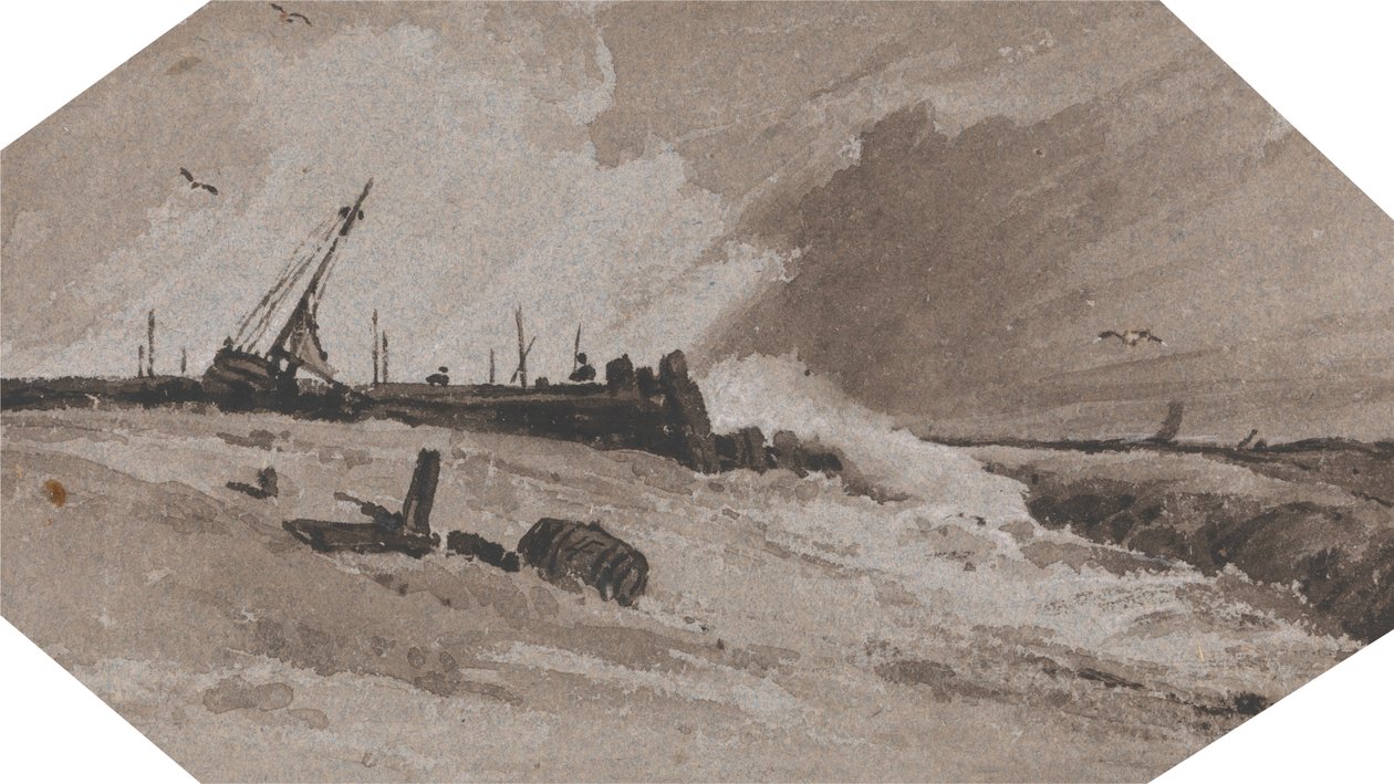 Jetée dans une tempête - Francois Louis Thomas Francia