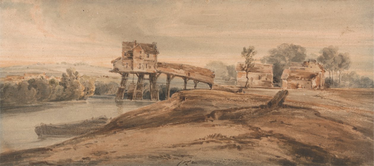 Le moulin au-dessus du pont de Charenton - Francois Louis Thomas Francia