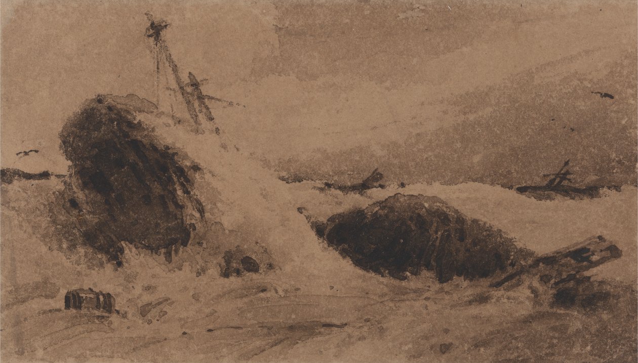 Navire naufragé dans une mer orageuse - Francois Louis Thomas Francia