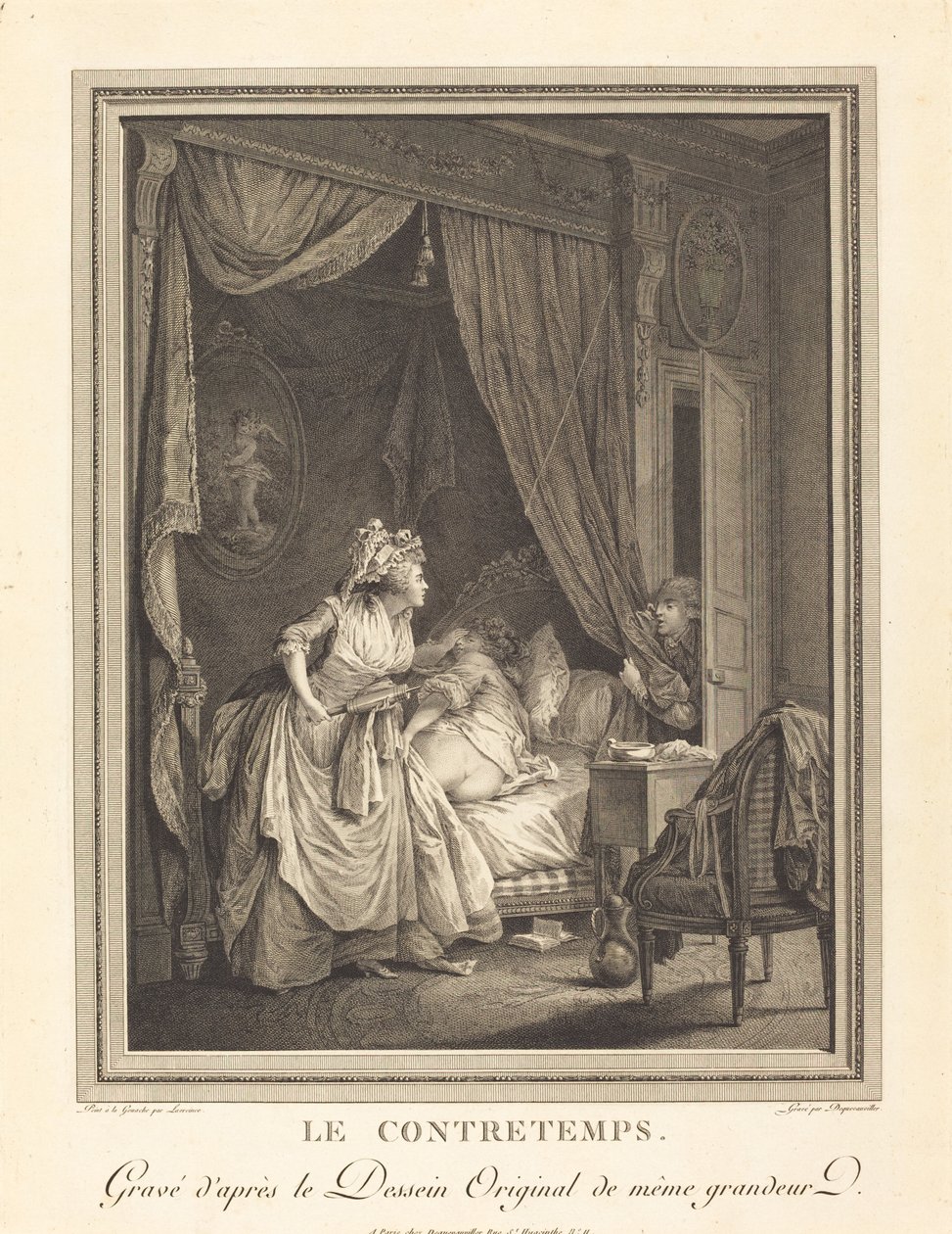 Le contretemps - Francois Nicolas Barthelemy Dequevauviller after Nicolas Lavreince
