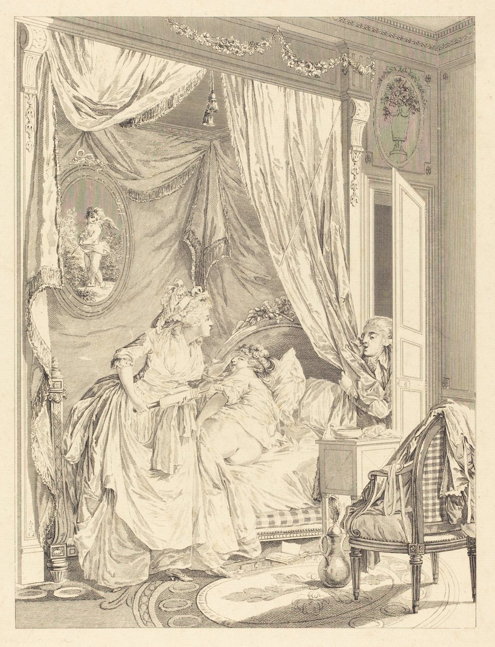 Le contretemps - Francois Nicolas Barthelemy Dequevauviller after Nicolas Lavreince