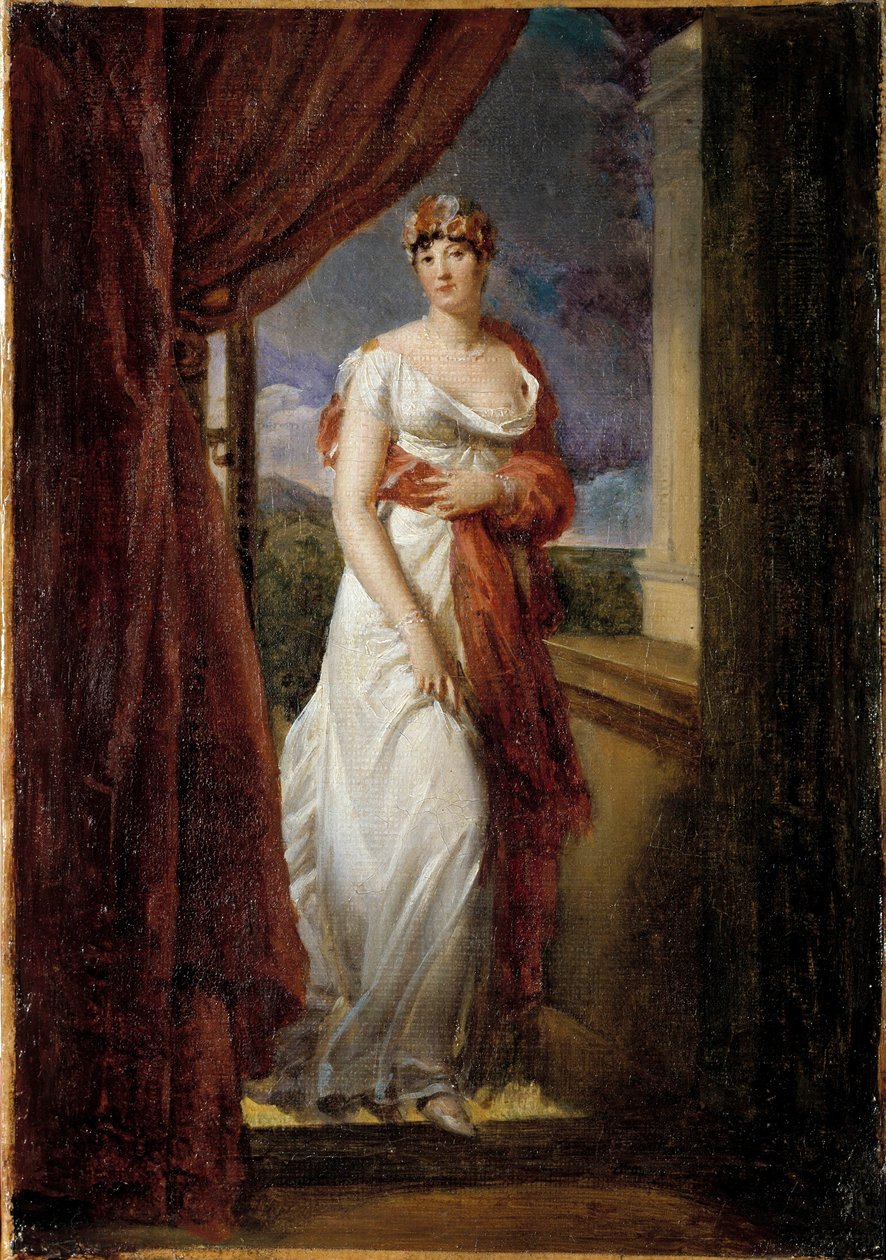 Portrait en pied de Madame Tallien, née Cabarrus, princesse de Caraman - Chimay (1773-1835) Peinture de François Gérard (1770-1837) 1804 Dim. 0,32 x 0,20 m. - Baron François Pascal Simon Gérard