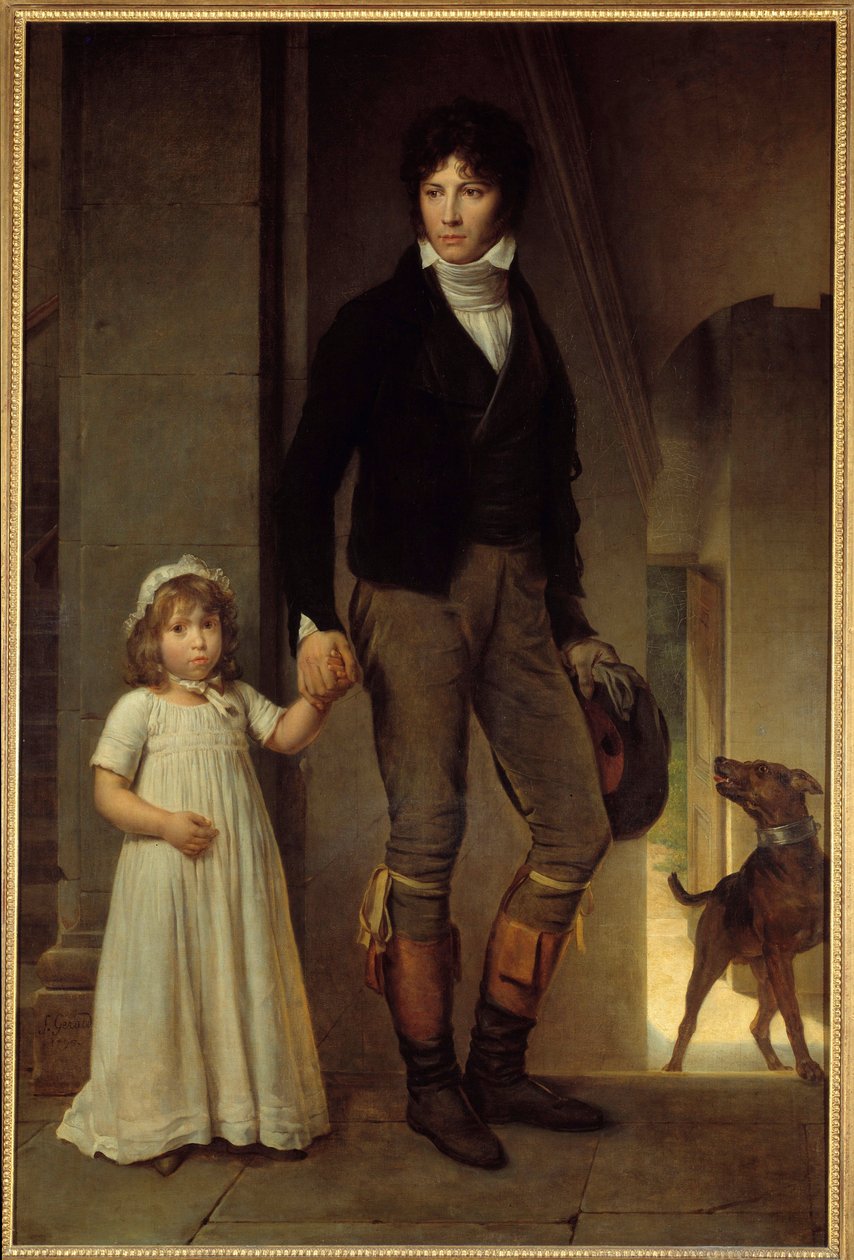 Portrait en pied du peintre Jean Baptiste Isabey (1767-1855) et de sa fille Peinture de François Gérard (1770-1837) 1795 - Baron François Pascal Simon Gérard