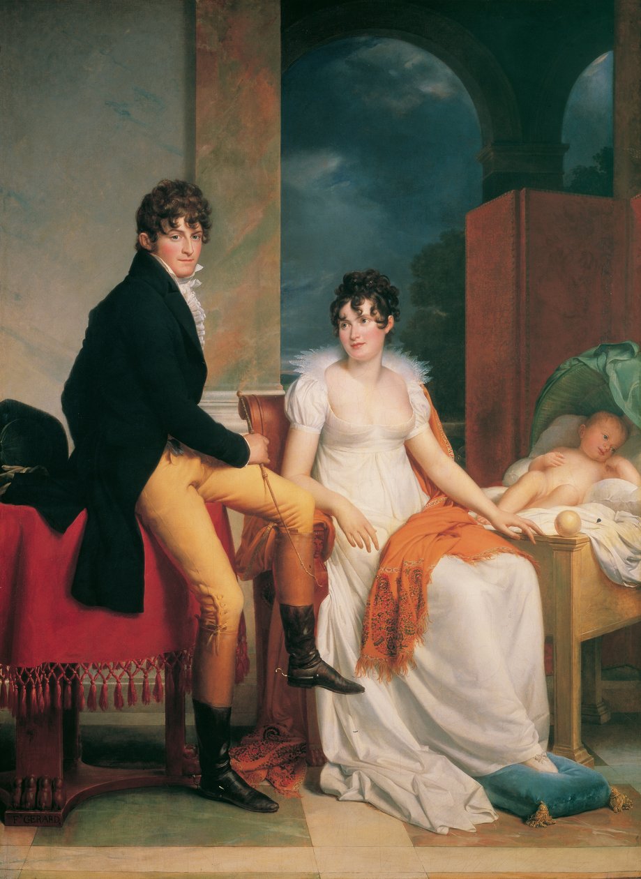 Moritz Christian Comte du Reich von Fries avec sa femme Maria Theresia Josepha, née Princesse Hohenlohe-Waldenburg-Schillingsfürst, et leur fils Moritz - Francois Pascal Simon Gerard
