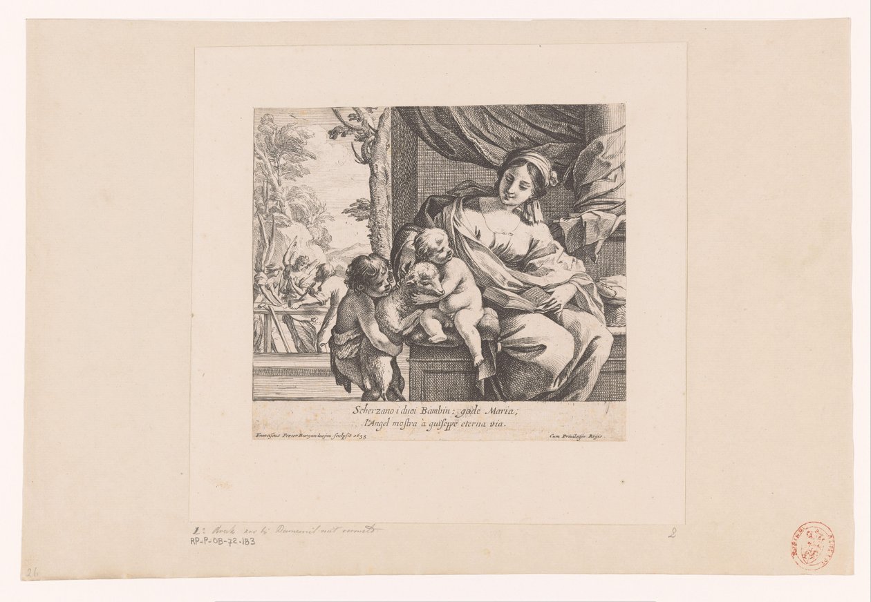 Marie avec enfant, Jean-Baptiste et agneau - Francois Perrier