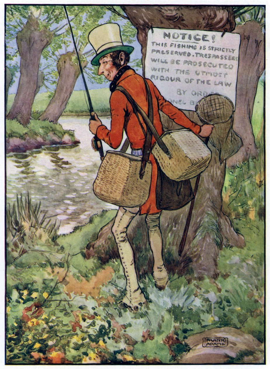 Trois pêcheurs joyeux (lithographie couleur) - Frank Adams