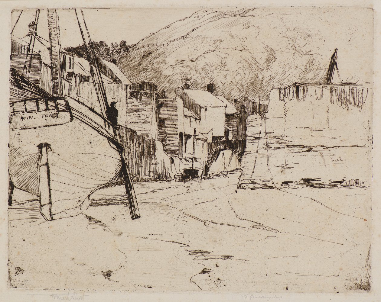 Port de Polperro avec pont - Frank and Goulding Frederick Short