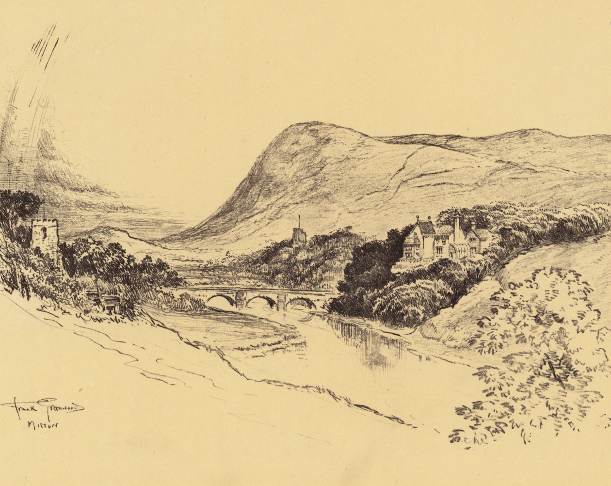 Ribblesdale et Pendle Hill (litho) - Frank Greenwood