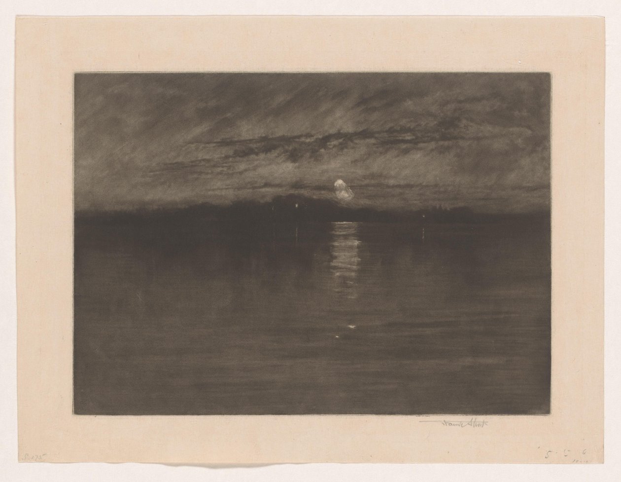 Paysage nocturne avec un lac - Frank Short (signed by artist)