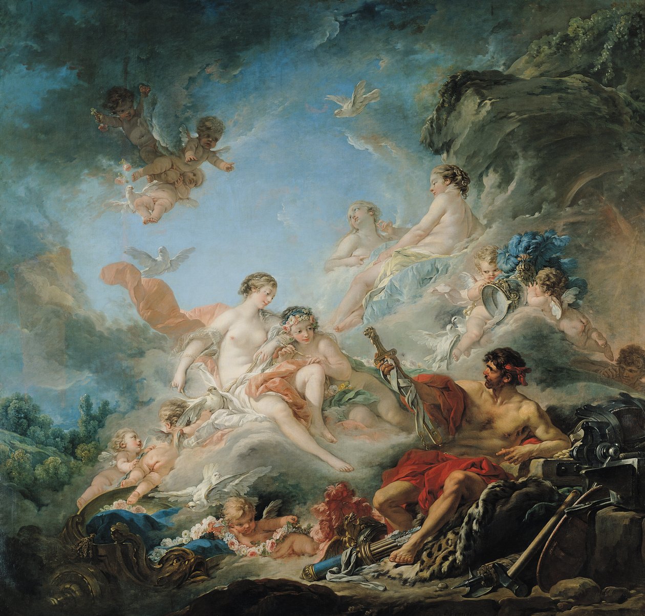 La Forge de Vulcain, ou Vulcain présentant des armes pour Énée à Vénus, carton de tapisserie, 1757 - François Boucher