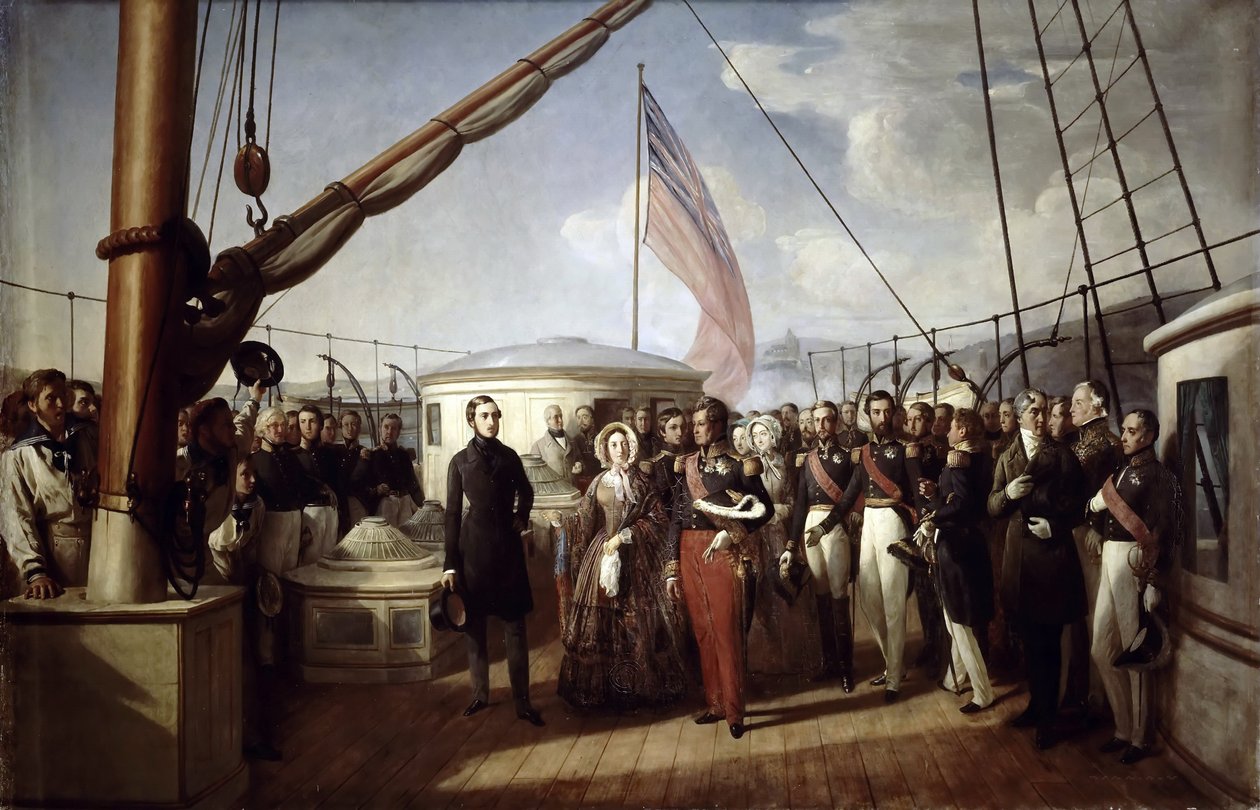 La reine Victoria reçoit le roi Louis Philippe Ier à bord du yacht royal, 2 septembre 1843 - François Auguste Biard
