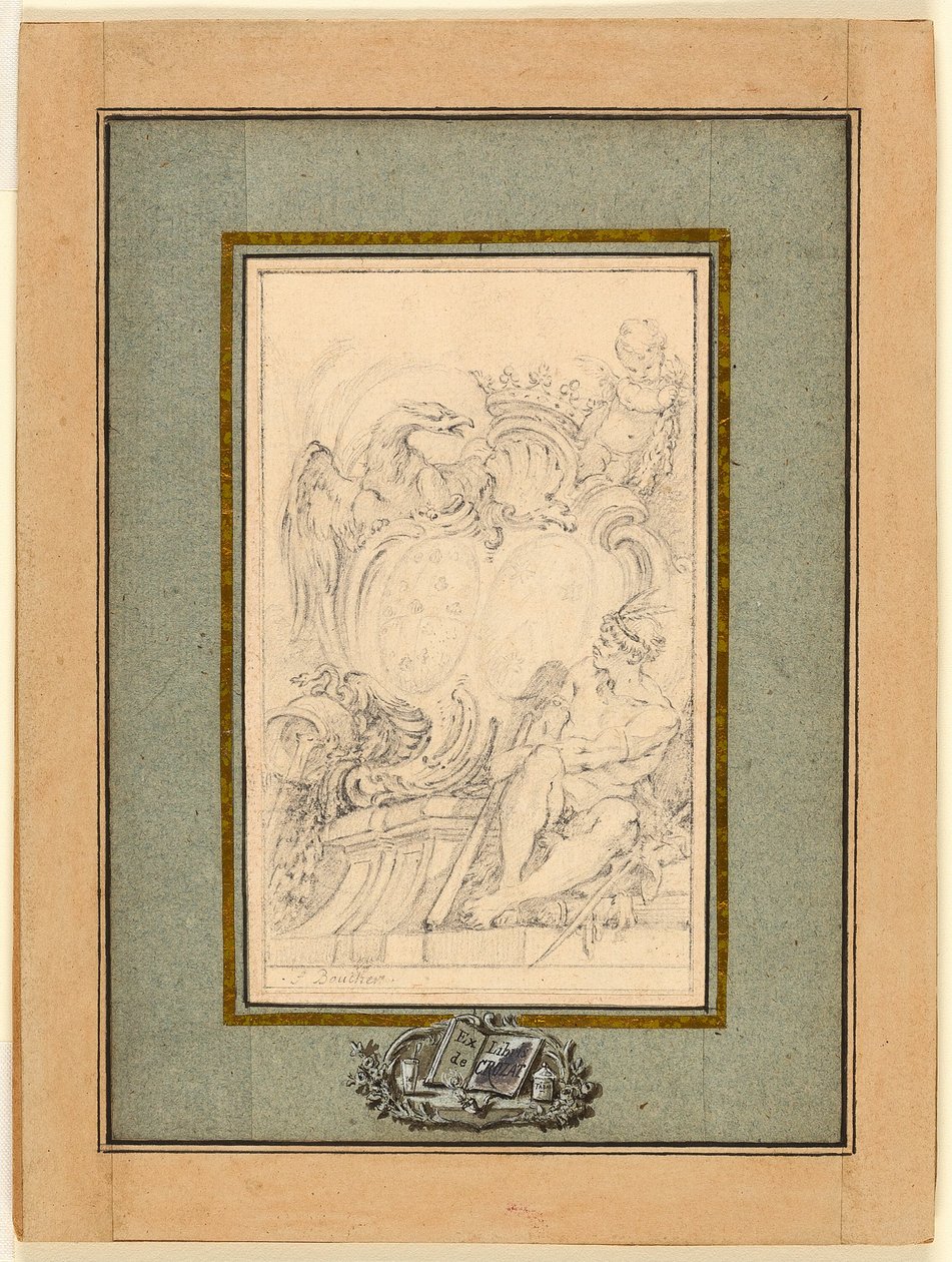 Ex-libris armorial pour Crozat, Baron de Thiers - François Boucher