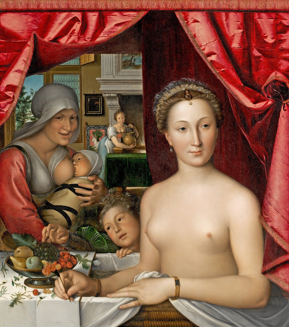Français :  Dame au bain A Lady in Her Bath
Diane de Poitiers - François Clouet