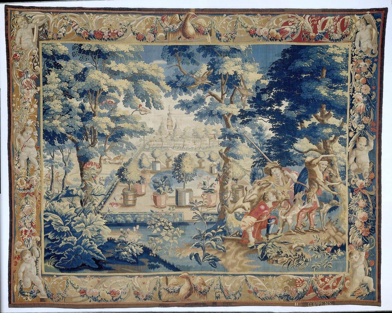 Vue de parc avec chasseurs et leur prise - François Coppens
