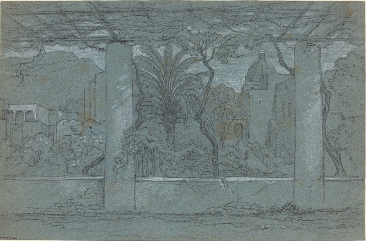 Une terrasse et un jardin à Capri [recto] - François Edouard Bertin