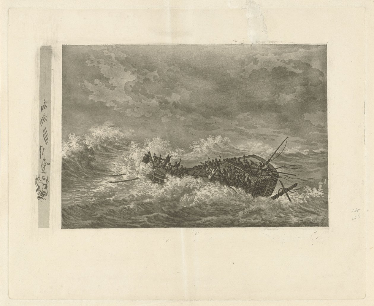 Mer orageuse avec navire en train de couler - François Joseph Pfeiffer (II)