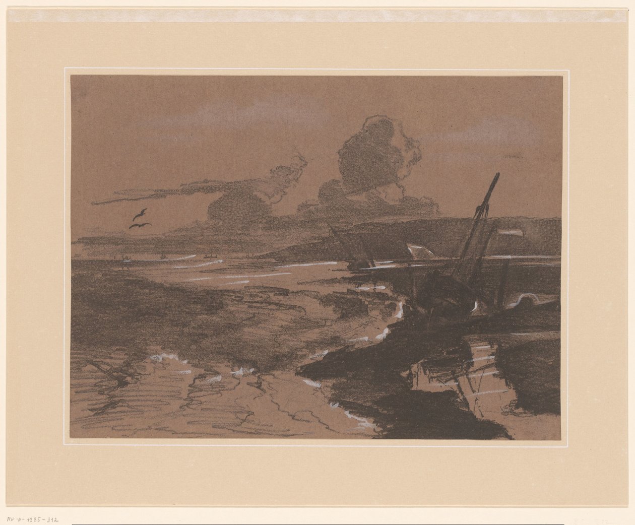 Épaves échouées après une tempête - François Louis Français (attributed to)