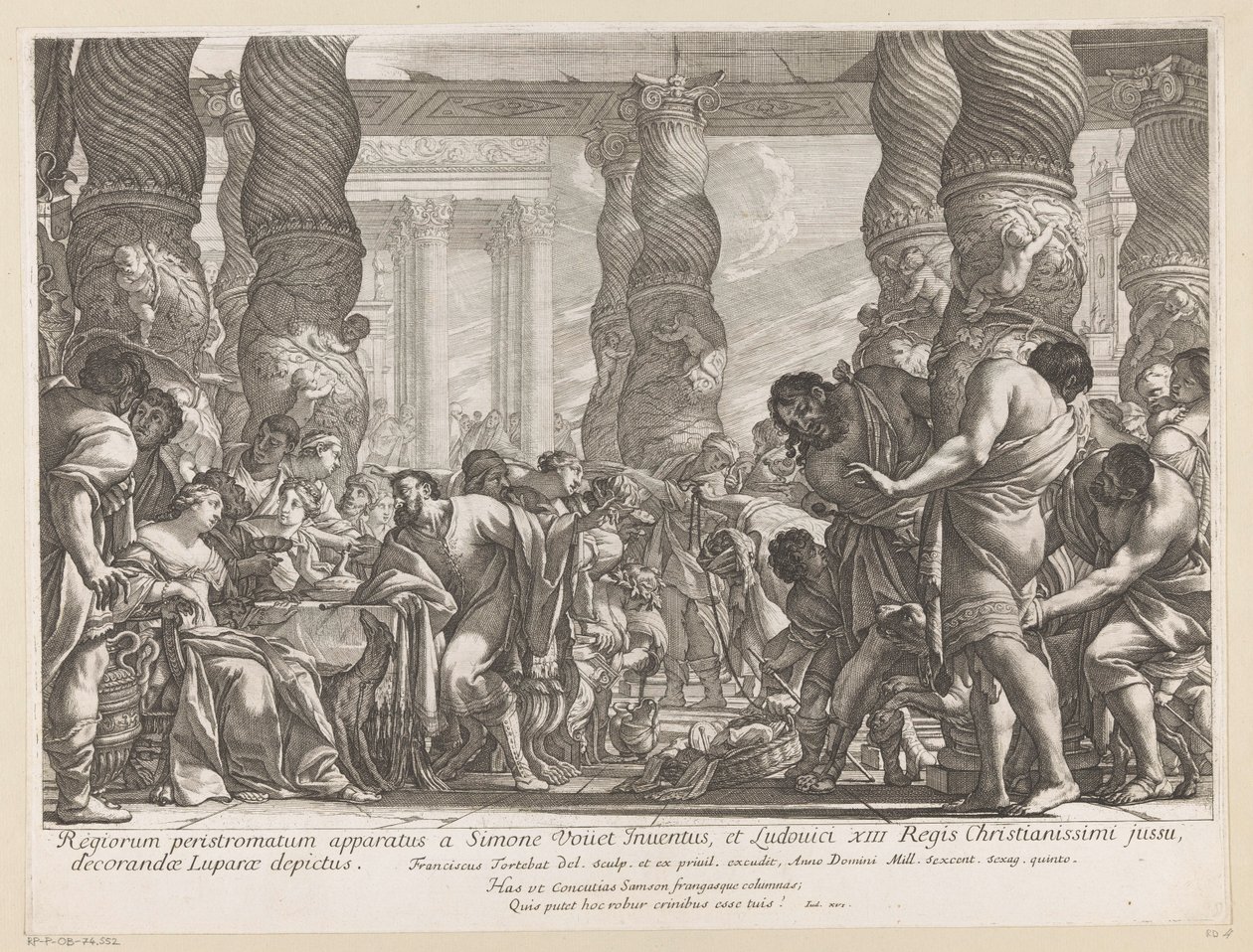 Samson conduit à une colonne dans le temple de Dagon - François Tortebat