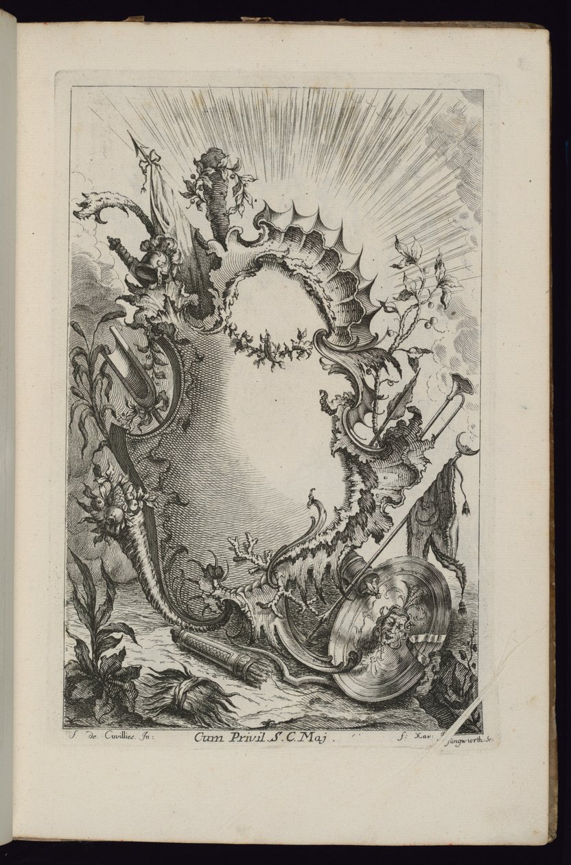 Cartouche avec Trophée Armorial, Livre de Cartouches à divers usages - François de Cuvilliés the Elder