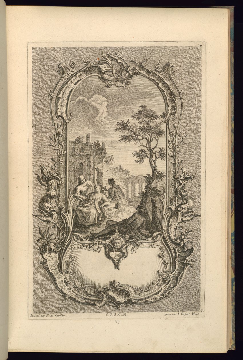 Design pour cartouche avec grands et petits compartiments - François de Cuvilliés the Elder