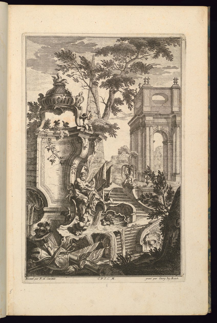 Conception pour une fontaine avec un dieu de la rivière - François de Cuvilliés the Elder