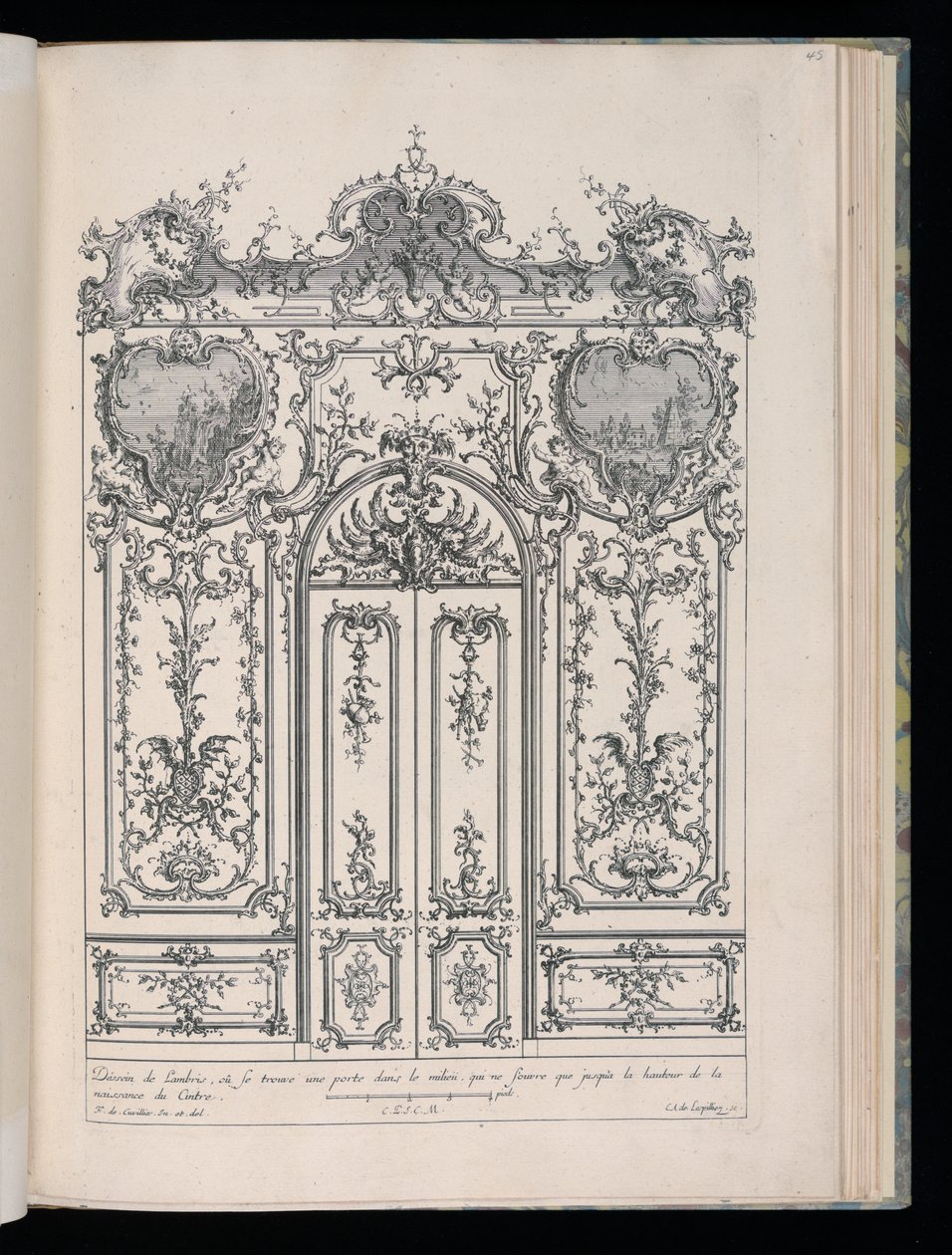 Mur avec double porte, Livre de Lambris - François de Cuvilliés the Elder