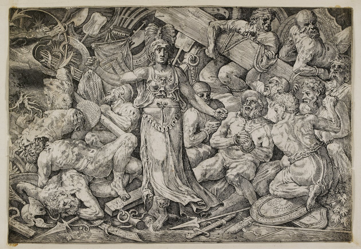 Victoria entourée de prisonniers et de trophées, 1552 - Frans Floris