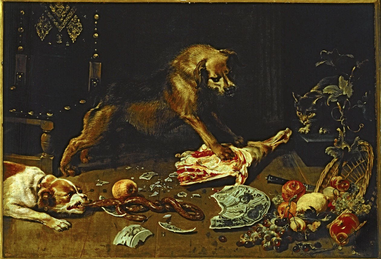 Le garde-manger ... (peinture sur toile) - Frans (circle of) Snyders