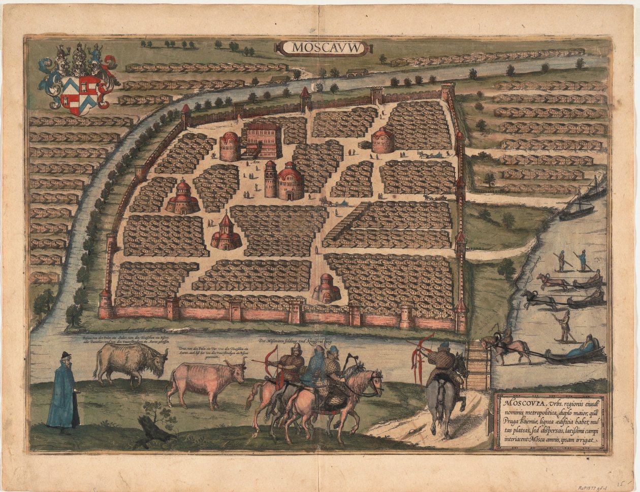 Carte de Moscou du 16ème siècle De : Civitates orbis terrarium, 1575 - Frans Hogenberg