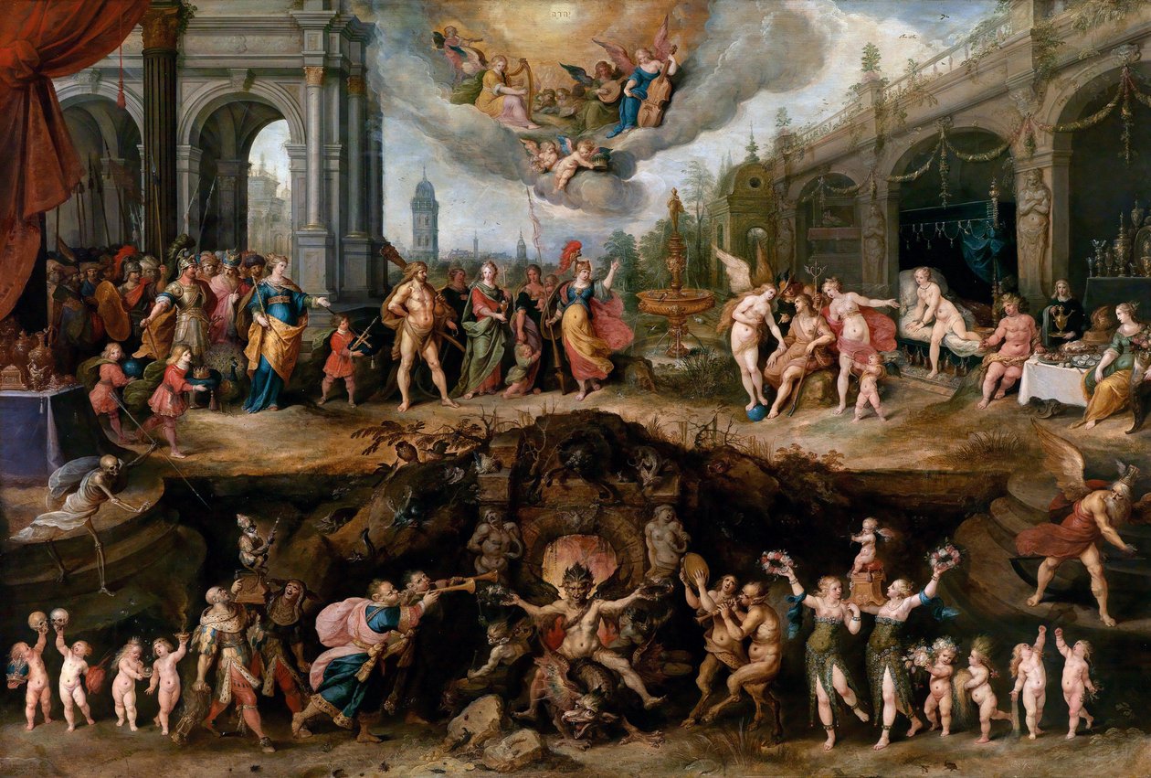 Homme devant choisir entre les Vertus et les Vices - Frans II Francken