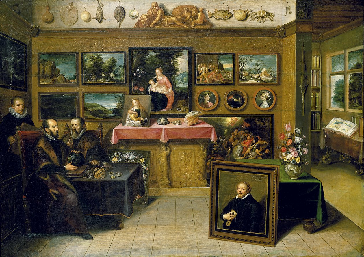 Cabinet de collectionneur avec Abraham Ortelius et Justus Lipsius, 1618 - Frans II the Younger Francken