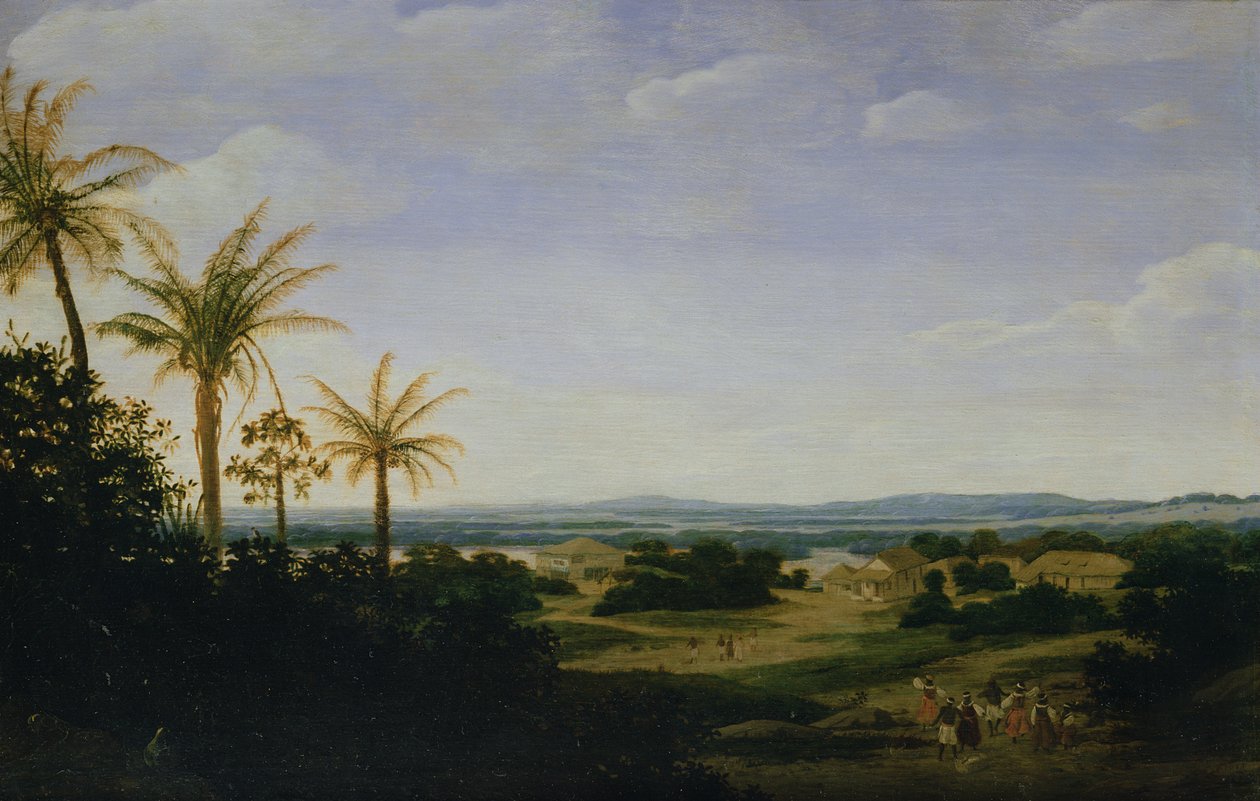 Paysage brésilien avec la résidence portugaise, l