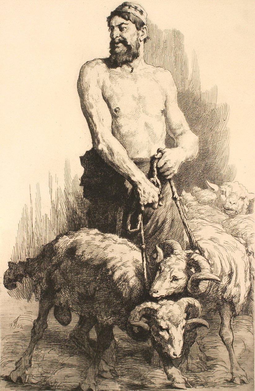 Le berger avec les béliers - Frans Schwartz