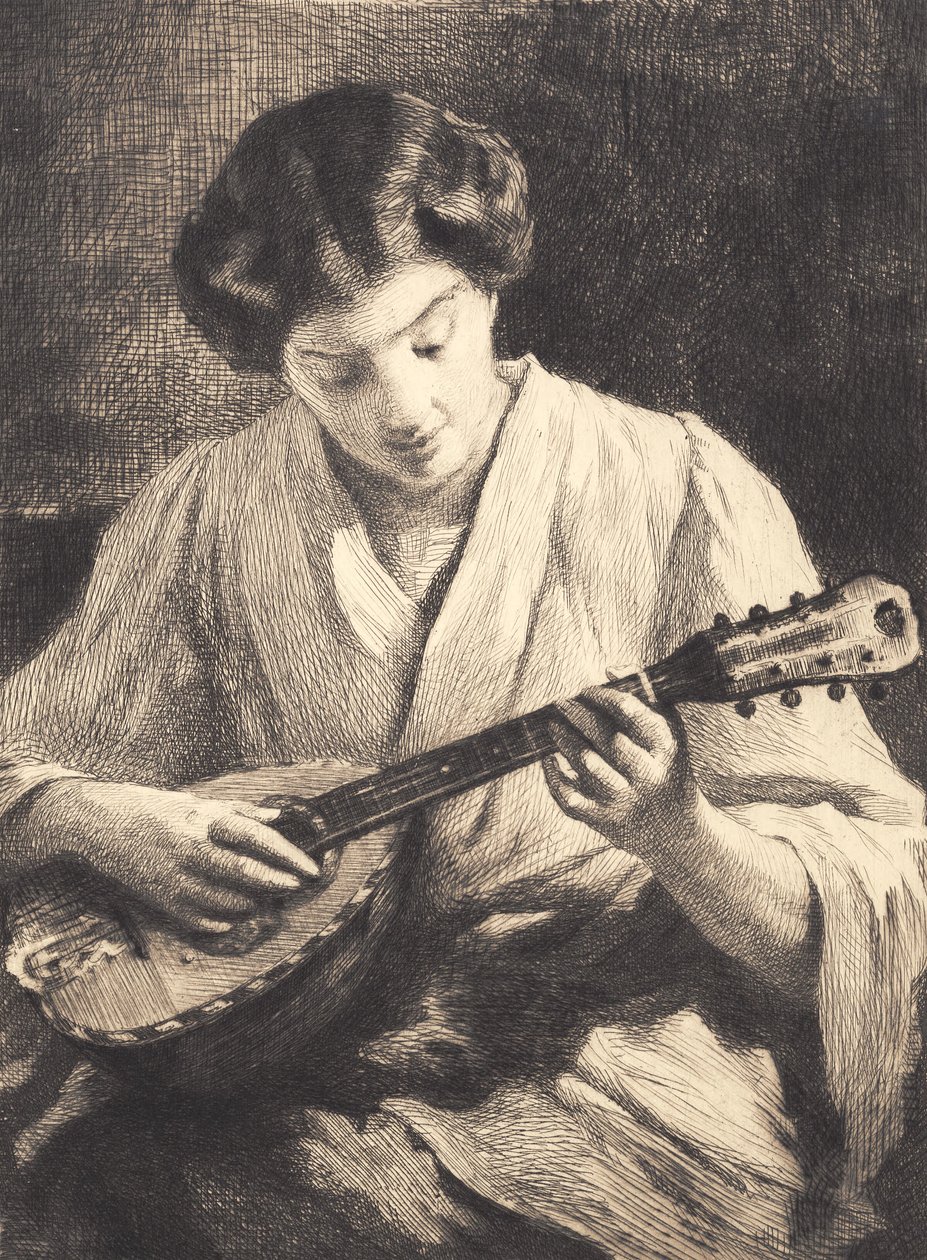 Dame jouant de la mandoline - Frans Schwartz